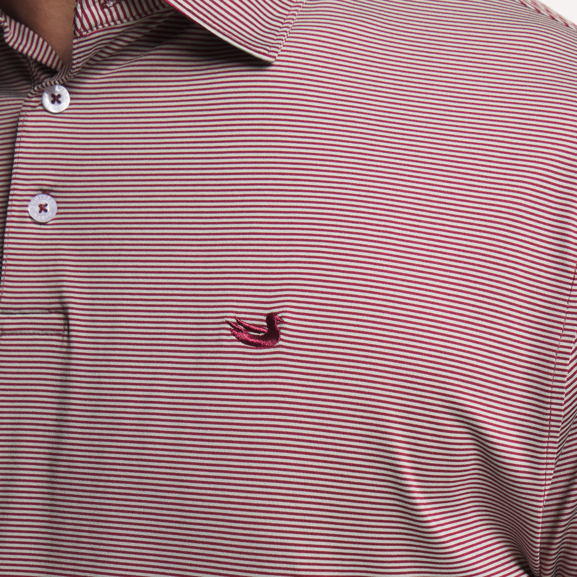 Maroon & Gray Stripe | ON MODEL | LOGO